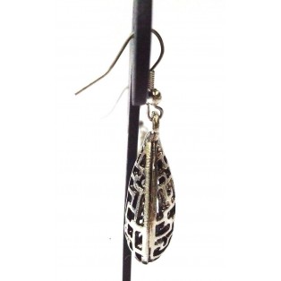 Silver Oxidized Earring Jhumka Jhumki Ethnic Jewelry Hook Drop Dangle Long EA248